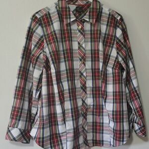 Talbots Red and Blue Casual Button Down Shirt